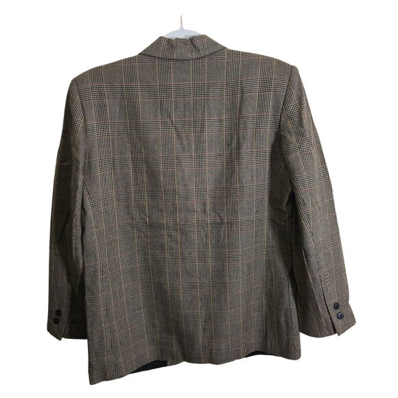 Rafaella Vintage Wool Blend Brown Plaid Blazer Dark Academia Size 10 - Picture 3 of 7